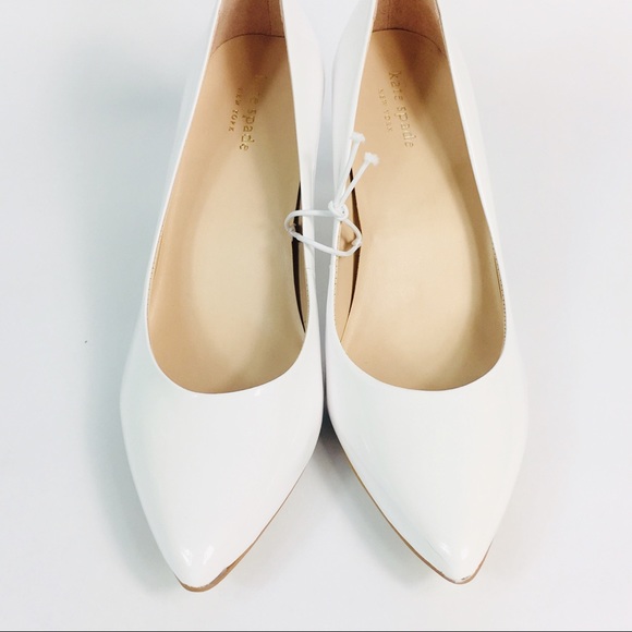 Kate Spade White Vida Pointed 3" Heels Patent - Picture 3 of 6